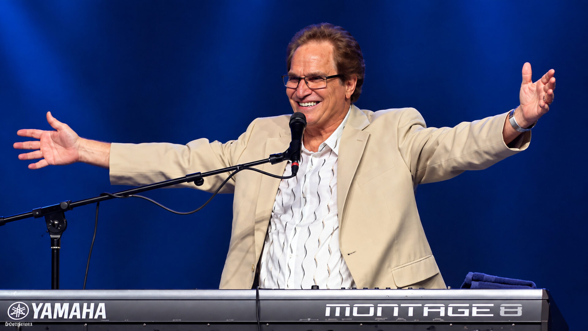 Terry MacAlmon at the piano in worship