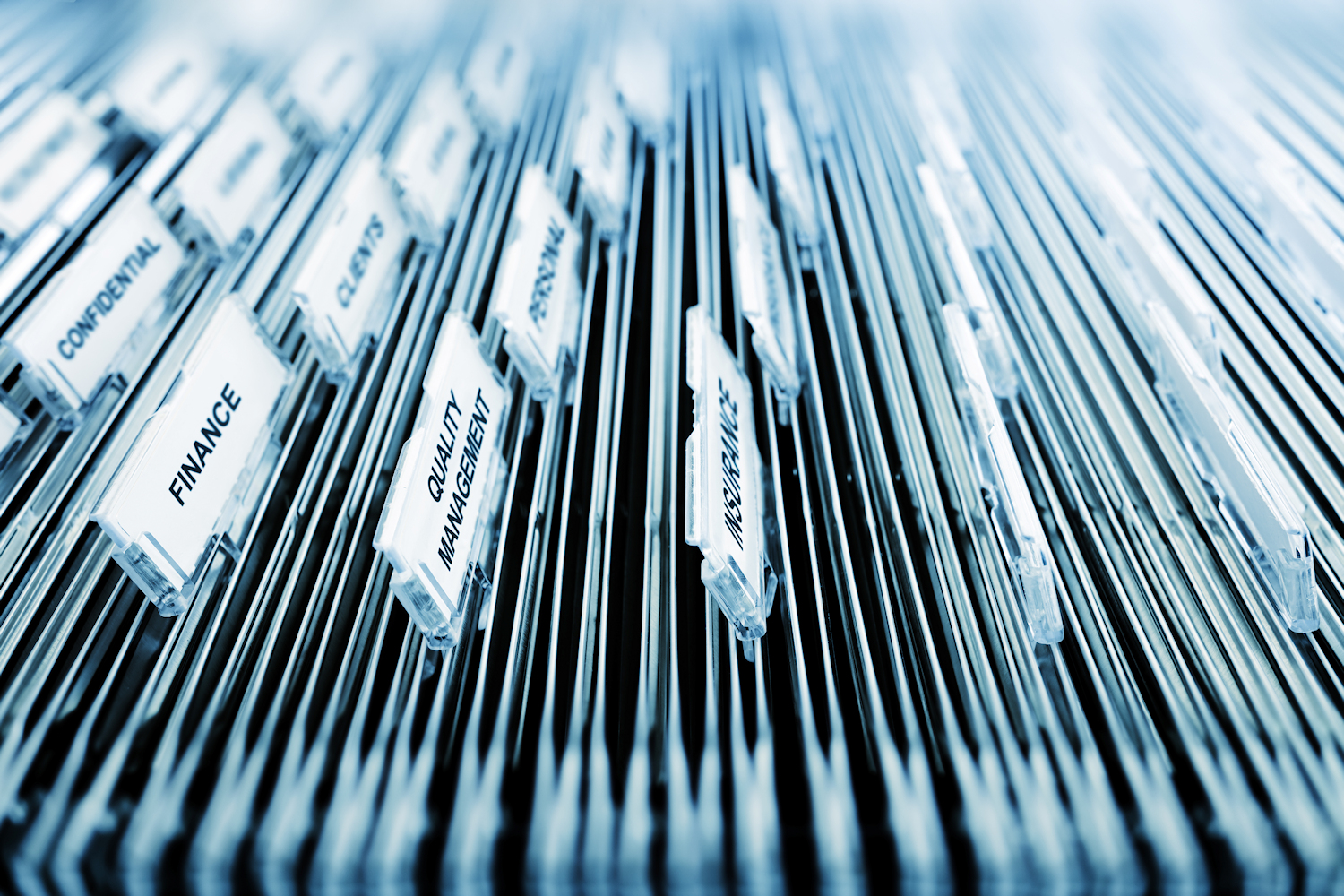 Archive cabinets with labeled files